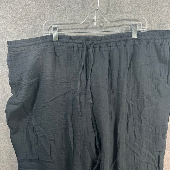 Candace Cameron Bure Petite Smocked Waist Gauze Pant Black, Petite 2X - Picture 4 of 11